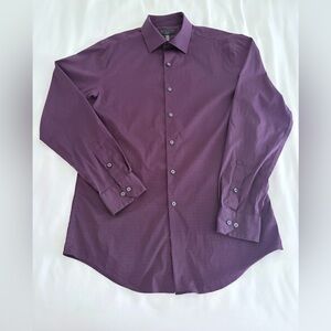 Alfani Mens Slim Fit Button Down Dress Shirt, Size Medium, Purple & Black Print